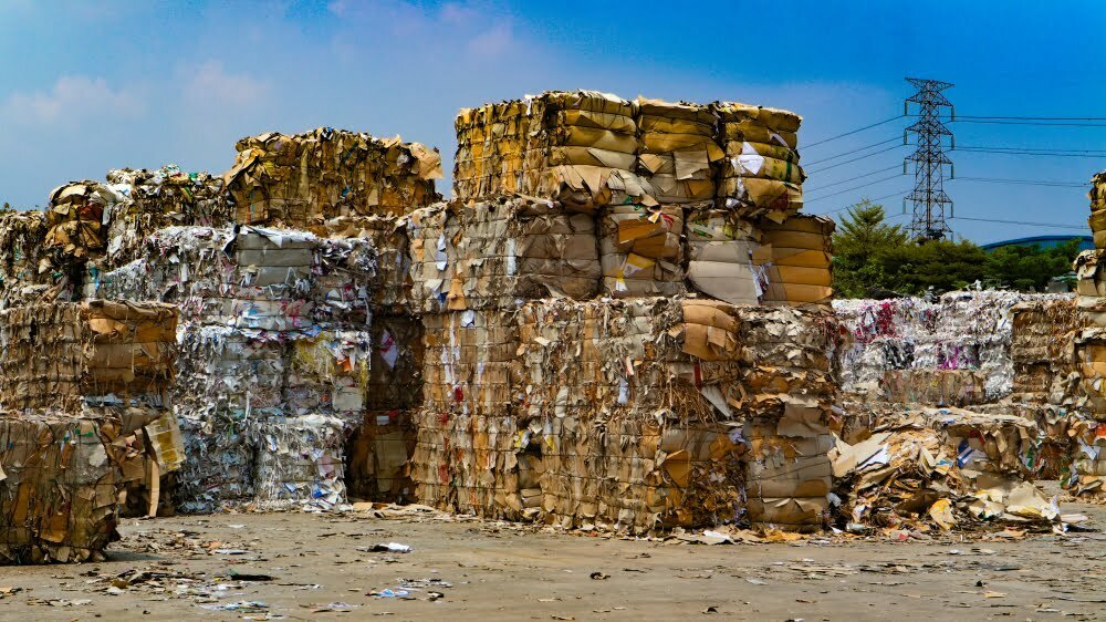 Cardboard bales from commercial dumpster rental company in Mobile, AL